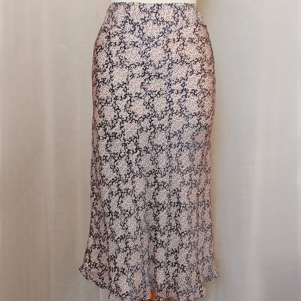 Tocca Silk Burnout Bias-cut Skirt